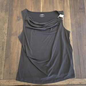 Carmen Marc Valvo Black Drape Neck Top